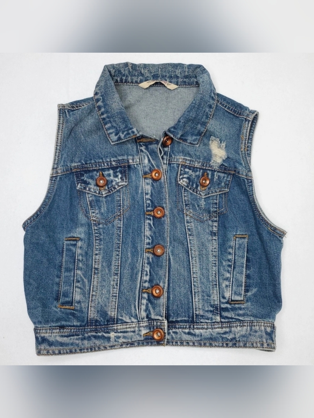 Highway Jeans Cropped Denim Vest Womens Size Large.